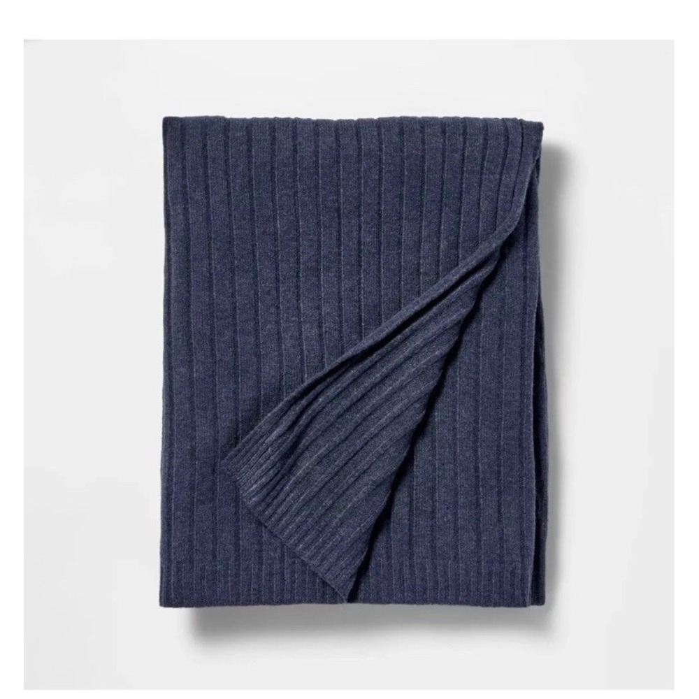 50"x60" Casual Mixed Rib Throw Blanket Navy - Threshold designed with Studio Nwt